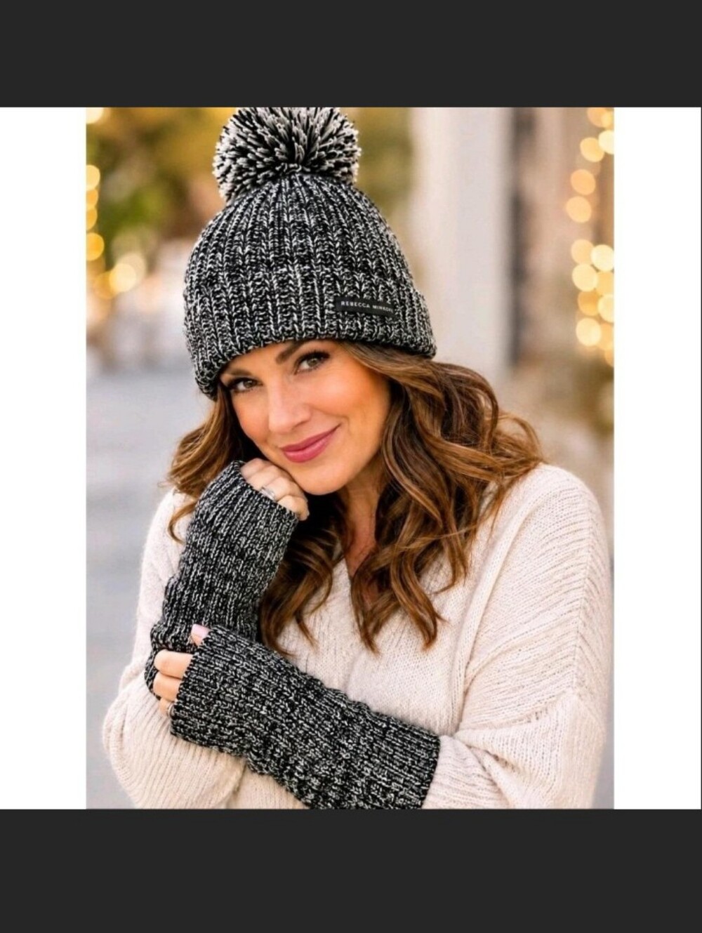 Rebecca Minkoff Marled Set - Beanie/Armwarmer Marled Beanie and Armwarmer Set